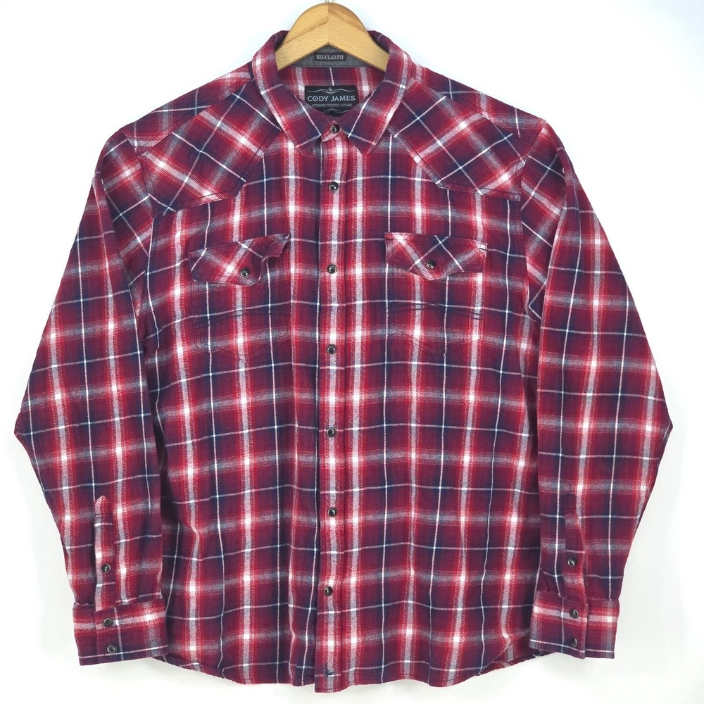 Cody James Western Plaid Flannel Shirt Men's XL Long Sleeve Snap Barn Chore Work